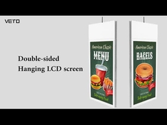 Tela LCD suspensa digital branca interna de 43 polegadas ultrafina dupla face montada no teto