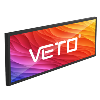 VETO 24 29 35 polegadas Mural pendurado Android WIFI barra esticada LCD ultra amplo display de borda de prateleira para loja de varejo