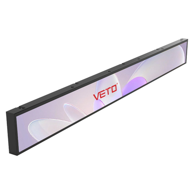 VETO 23.1 polegadas Tamanho personalizado Painel LCD de barra esticada para interiores Android Prateleira Edge Publicidade Media Player Barra LCD