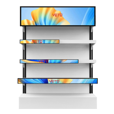 VETO 23.1 24 29 polegadas montado na parede sinalização digital barra esticada LCD Smart Shelf Edge Displays Supermercado tela