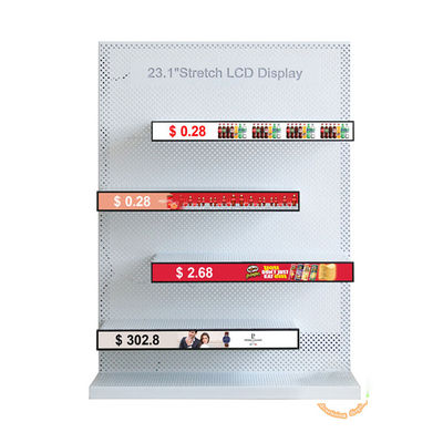 Qualidade 23Display LCD de barra esticada de 0,1 polegada com toque de 10 pontos e brilho de 500cd/m2 para publicidade na borda da prateleira fábrica