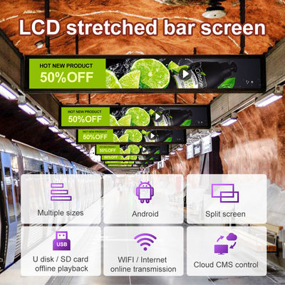 Shelf Supermarket Stretched Advertising Bar Lcd Touch Panel Display